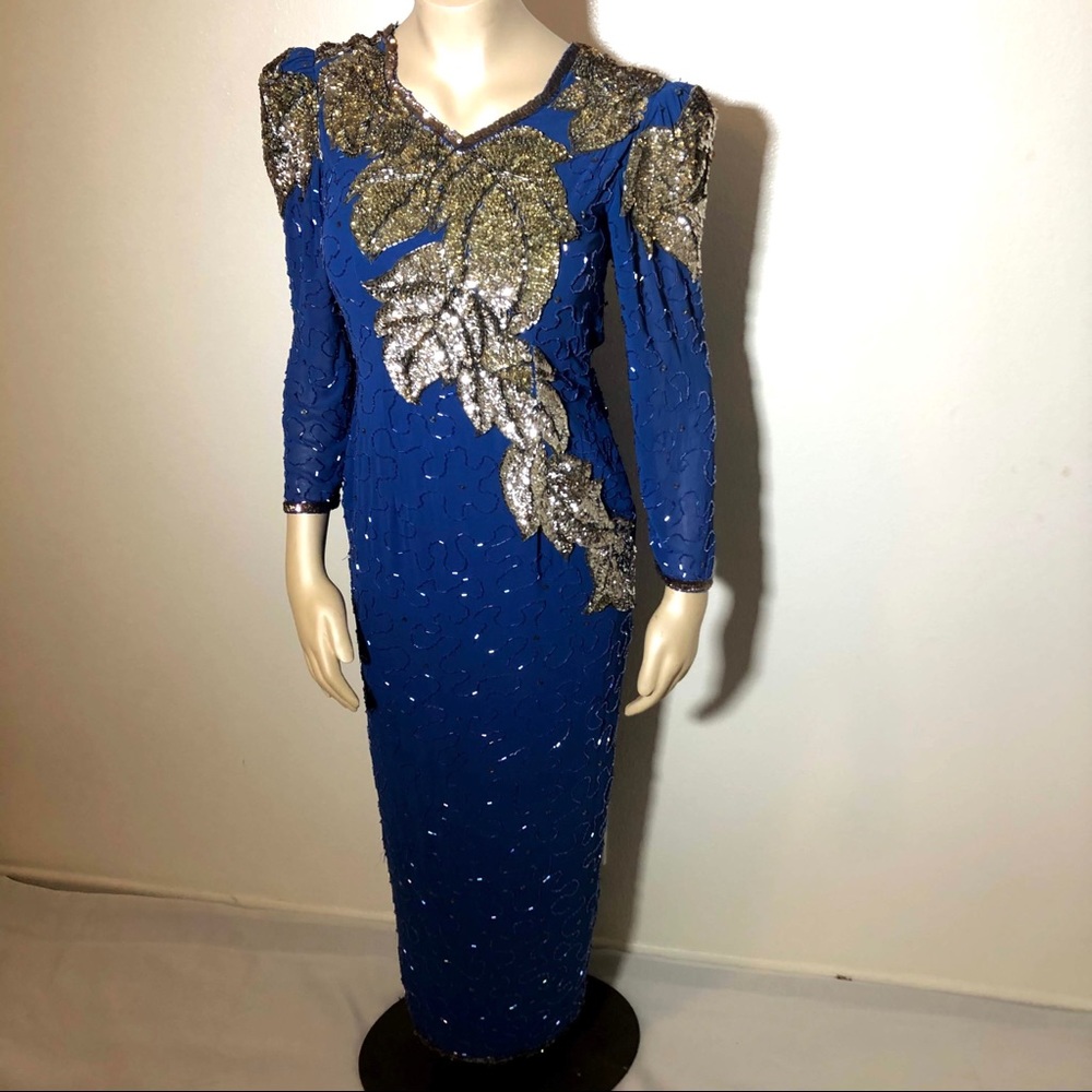 VTG Sequin Beaded Evening Dress Gown